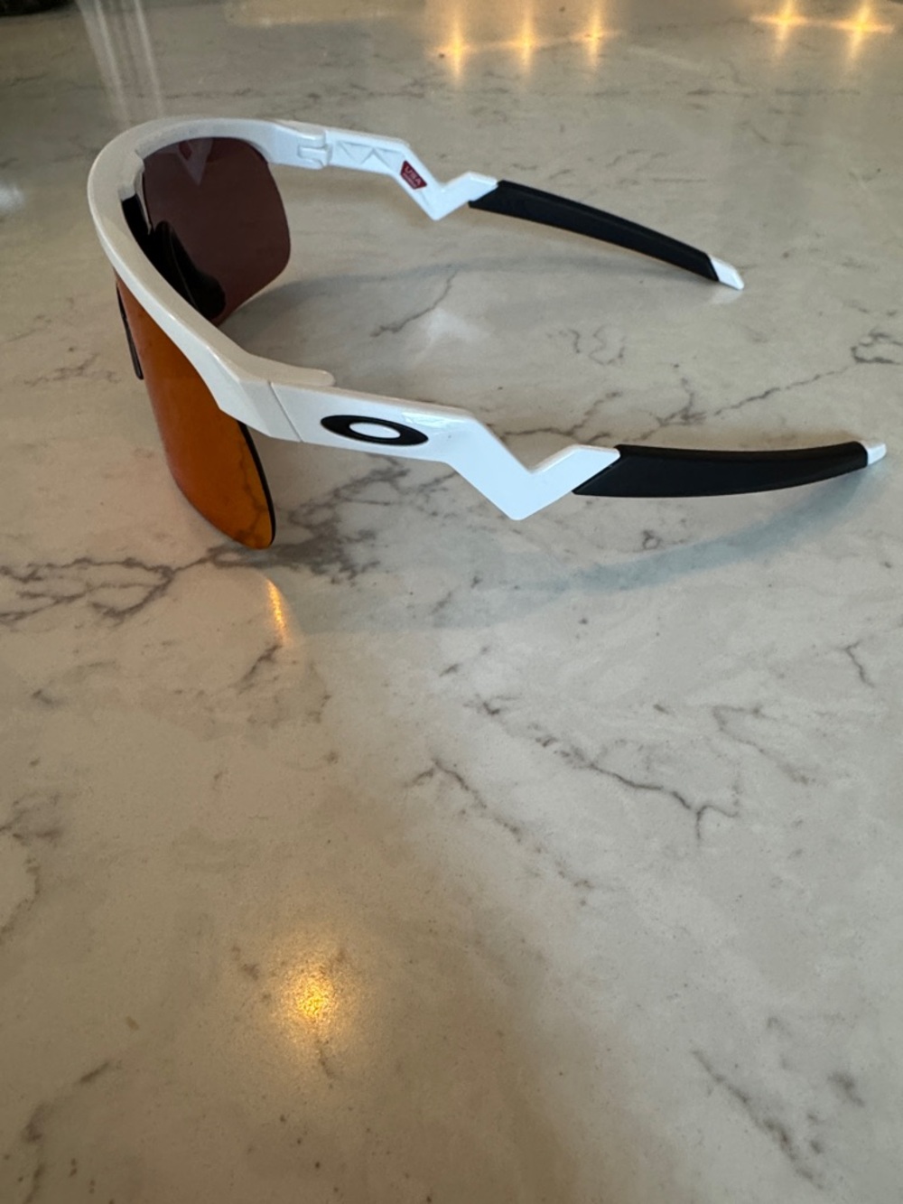 Oakley White Frame Sunglasses with Red-Orange Mirrored Lens - Picture 2 of 5